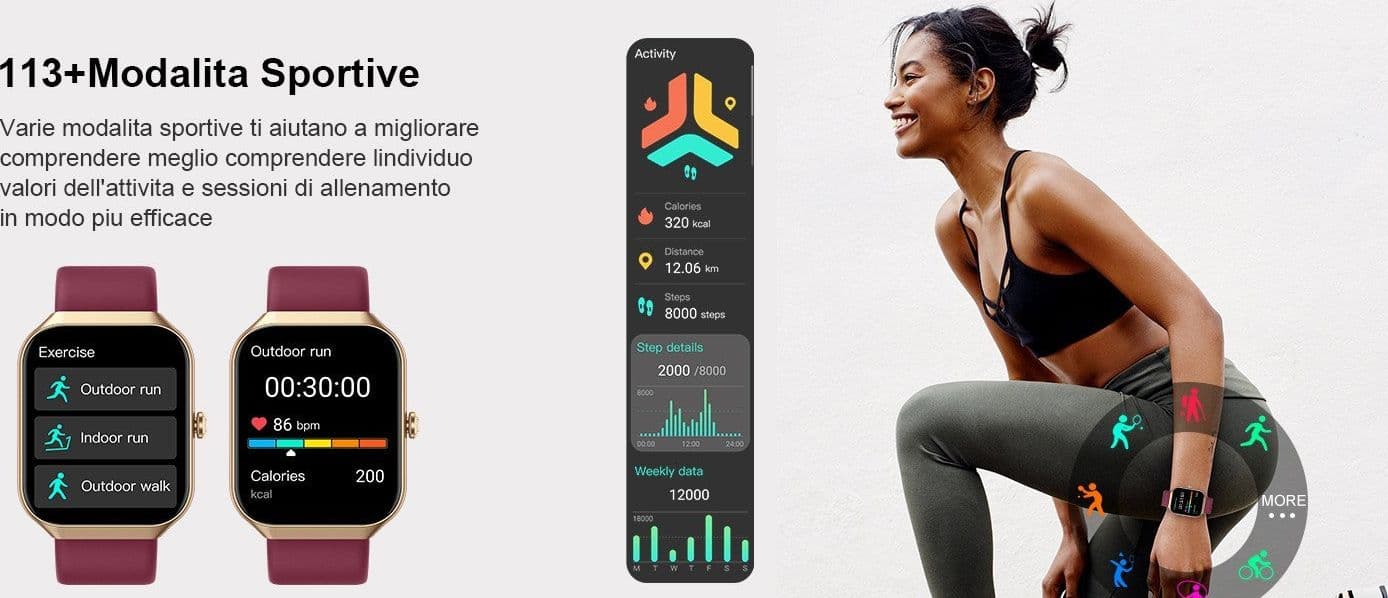 HOIFA P98 Smartwatch Uomo Donna 1,96" Chiamate SpO2 Cardio Sonno 113+ Sport IP68 - 13