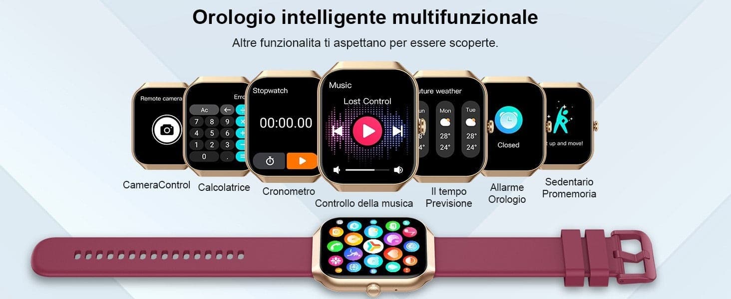 HOIFA P98 Smartwatch Uomo Donna 1,96" Chiamate SpO2 Cardio Sonno 113+ Sport IP68 - 16