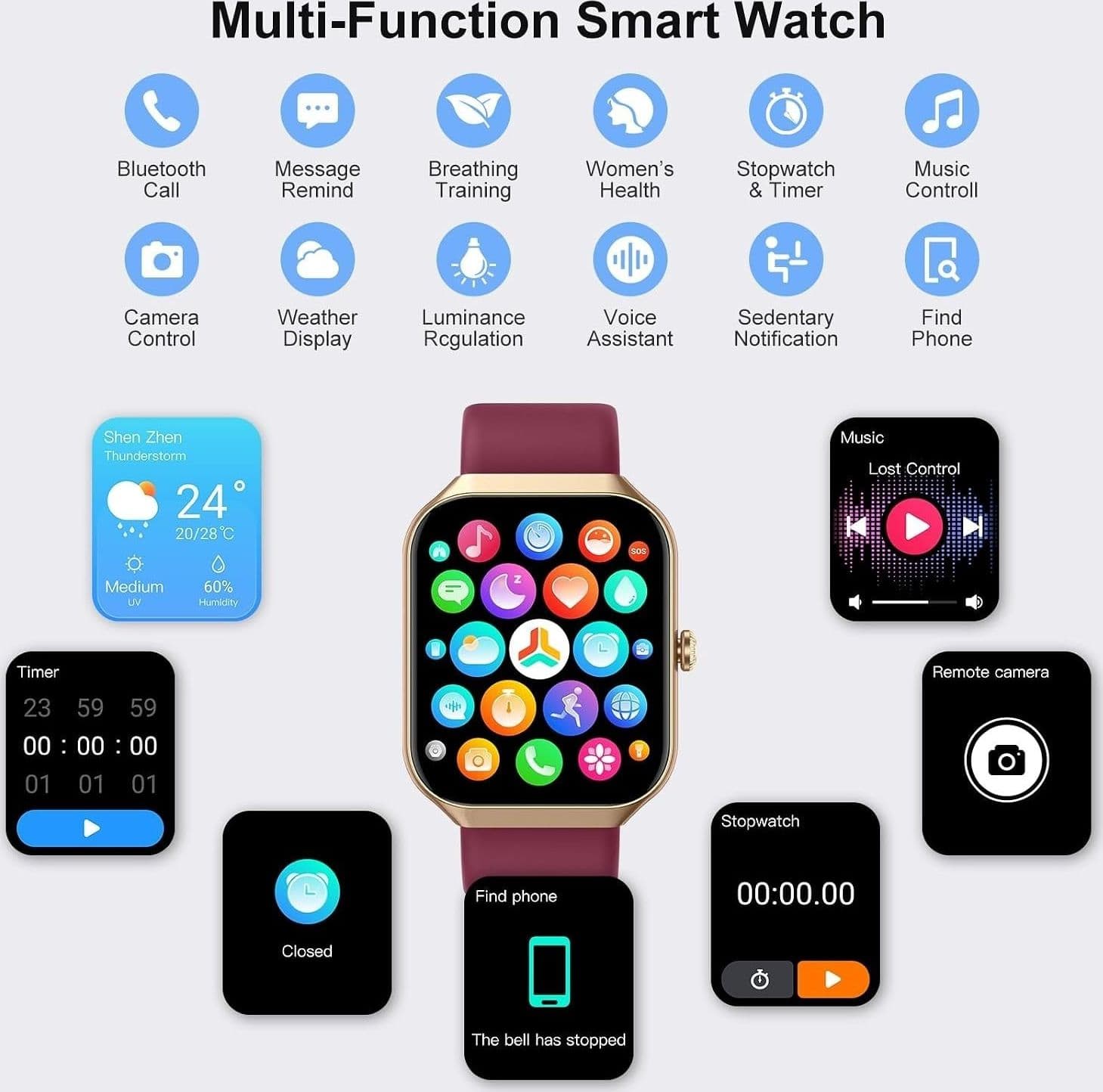 HOIFA P98 Smartwatch Uomo Donna 1,96" Chiamate SpO2 Cardio Sonno 113+ Sport IP68 - 4