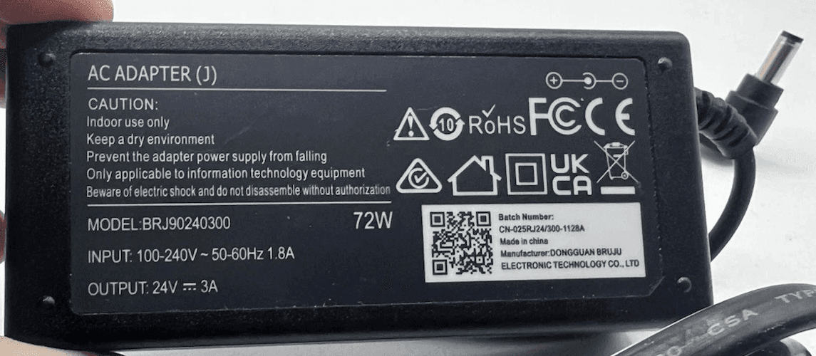 Alimentatore 24V 3A 72W 100-240V AC/DC Switching BRJ90240300 Nero 3 Pin Desktop - 2