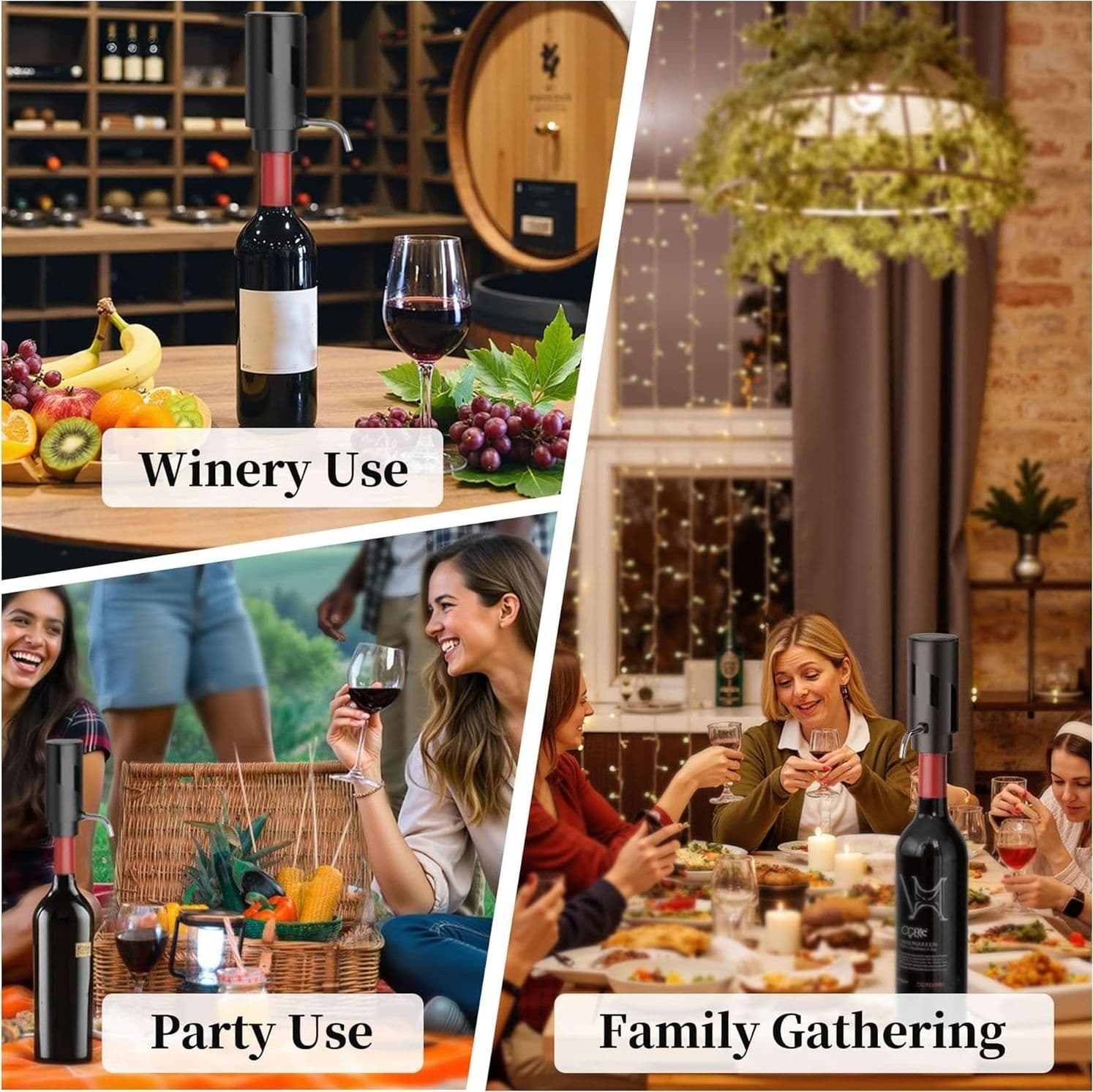 Aeratore Versatore Vino Elettrico USB-C Ricaricabile Dispenser Automatico Nero - 9