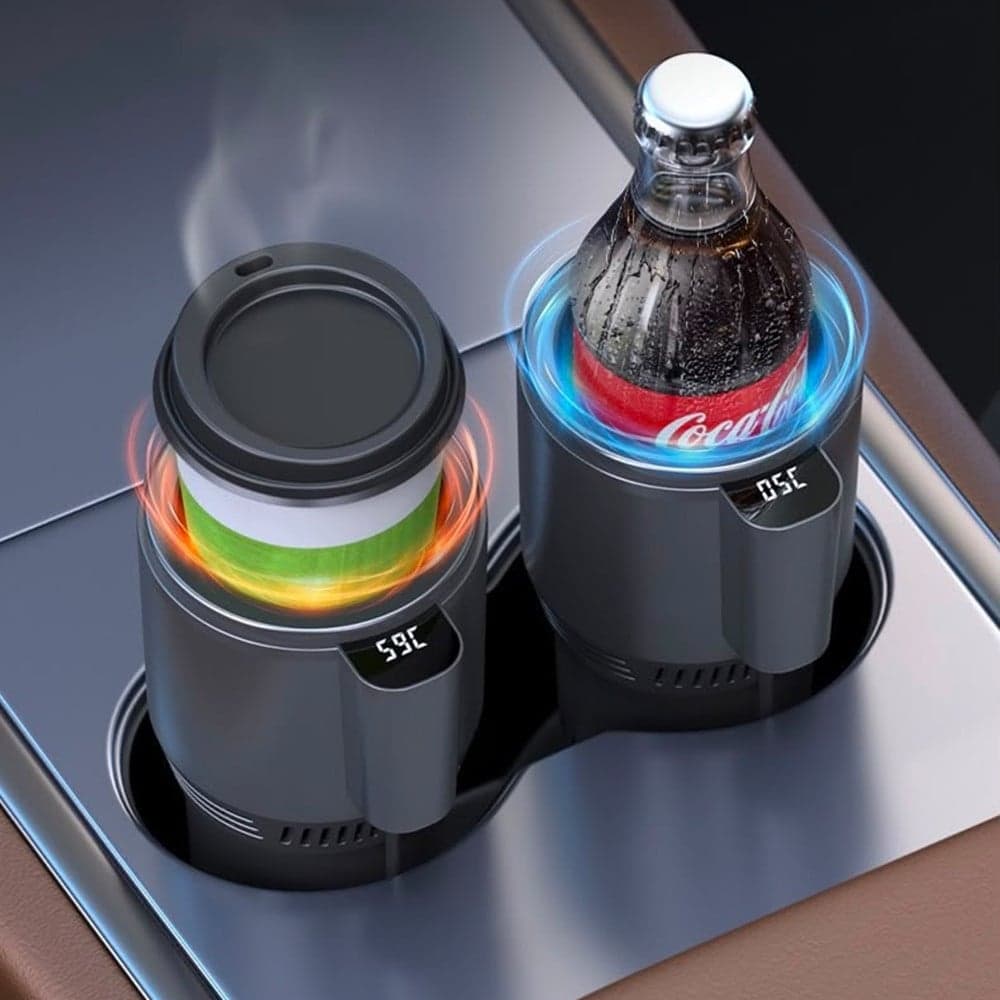 PORTABICCHIERI AUTO CON INDICATORE TEMPERATURA LED RAFFREDDAMENTO RISCALDAMENTO LATTINE