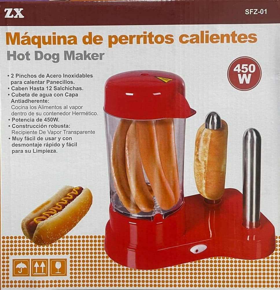 MACCHINA PER HOT DOG CUOCI WURSTEL 450 W CONTENITORE COTTURA A VAPORE CON PORTA PANINO - 8