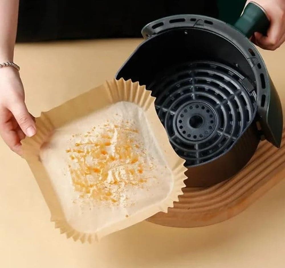CARTA FORNO PER FRIGGITRICE AD ARIA 50PZ QUADRATI ANTIADERENTE USO SENZA OLIO USA E GETTA - 2