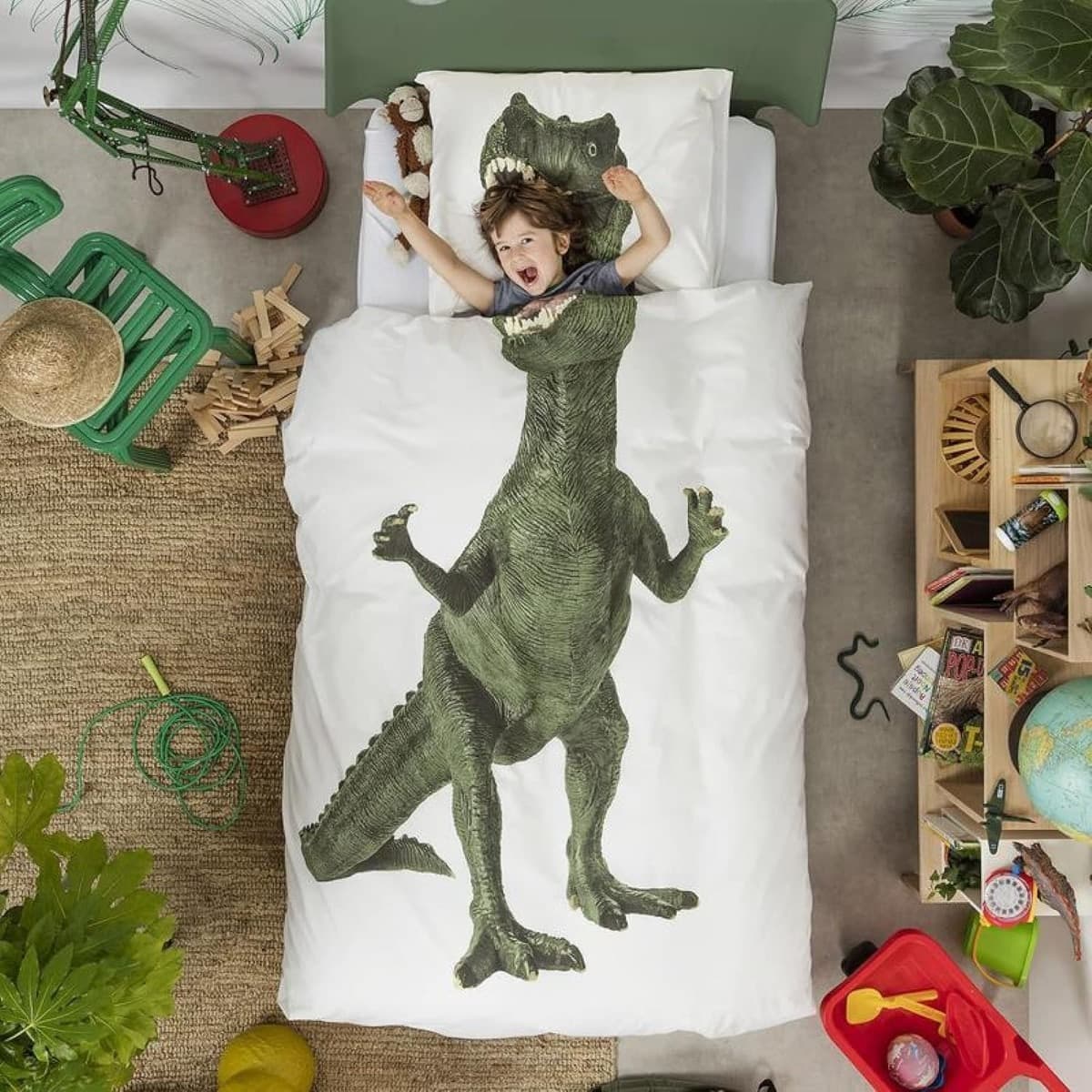Parure Copripiumino Dinosauro Singolo Italia Snurk Percalle GOTS 155x220 cm - 2