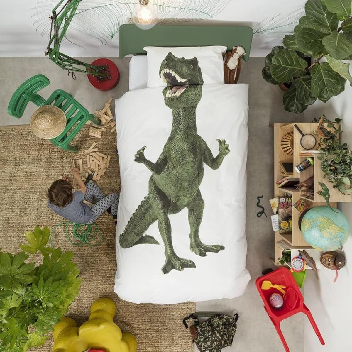 Parure Copripiumino Dinosauro Singolo Italia Snurk Percalle GOTS 155x220 cm - 3