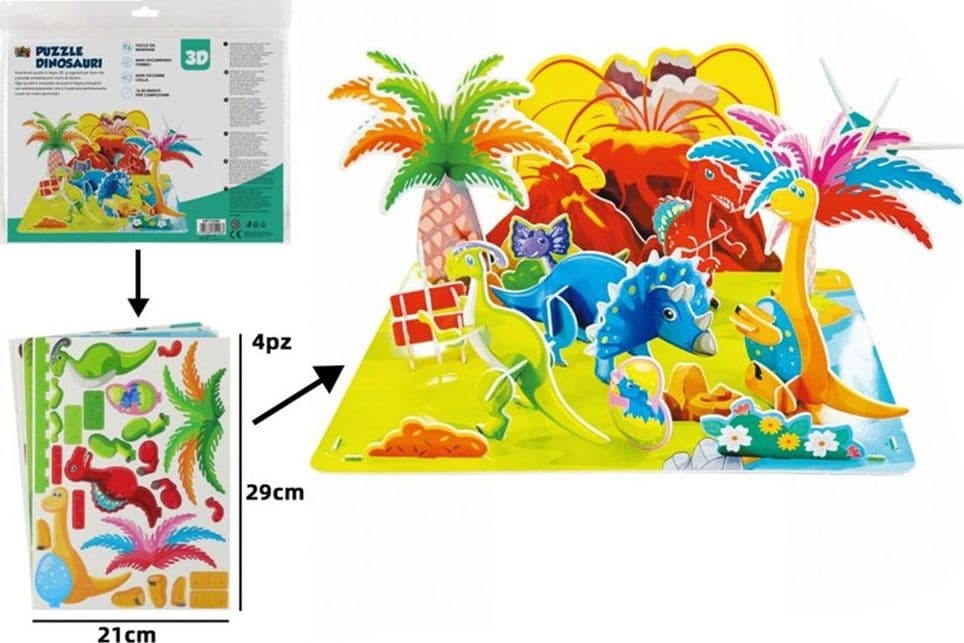 KIT PUZZLE 3D MONDO DEI DINOSAURI IN MINIATURA PER BAMBINI COSTRUZIONE FAI DA TE 32408 - 2