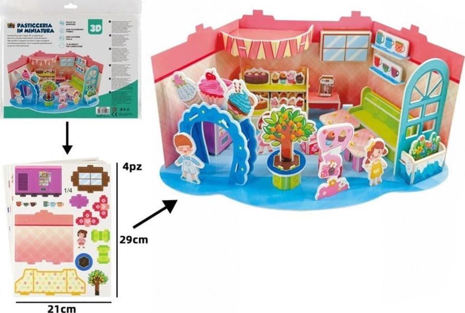 KIT PUZZLE 3D FORMA PASTICCERIA IN MINIATURA PER BAMBINI COSTRUZIONE FAI DA TE 32403 - 2