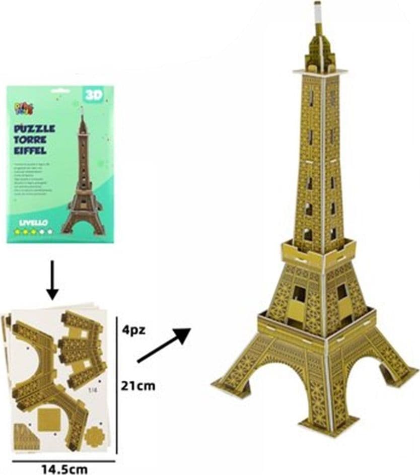 KIT PUZZLE 3D FORMA TORRE EIFFEL IN MINIATURA PER BAMBINI COSTRUZIONE FAI DA TE 32400 - 2