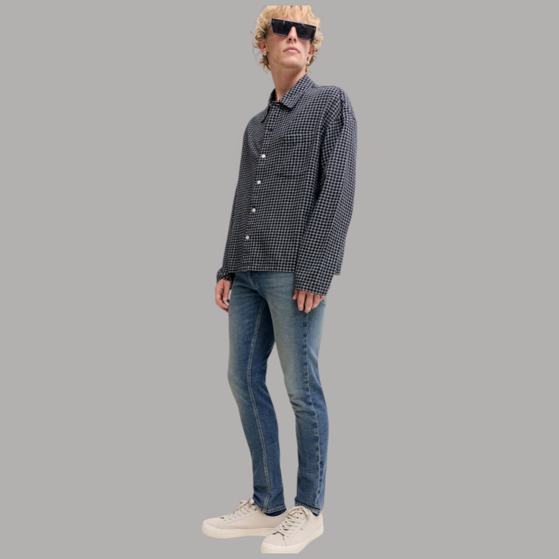 Jeans slim fit Jack Jones Glenn con vestibilità a vita media - 5