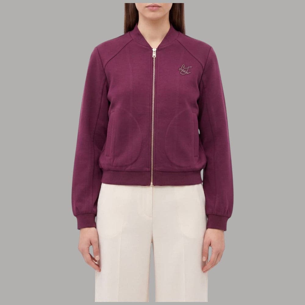 Felpa Liu Jo TF6287J3958 con logo strass e colletto stile bomber - 7