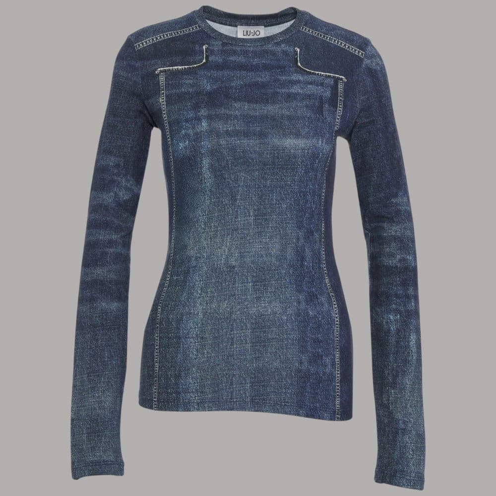 T-shirt manica lunga Liu Jo feat Elodie con stampa all over e strass - 8