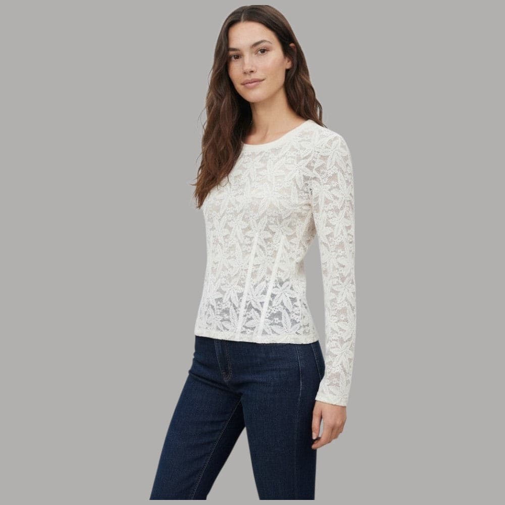 T-shirt Liu Jo TF6152J3968 maniche lunghe in pizzo floreale trasparente - 4