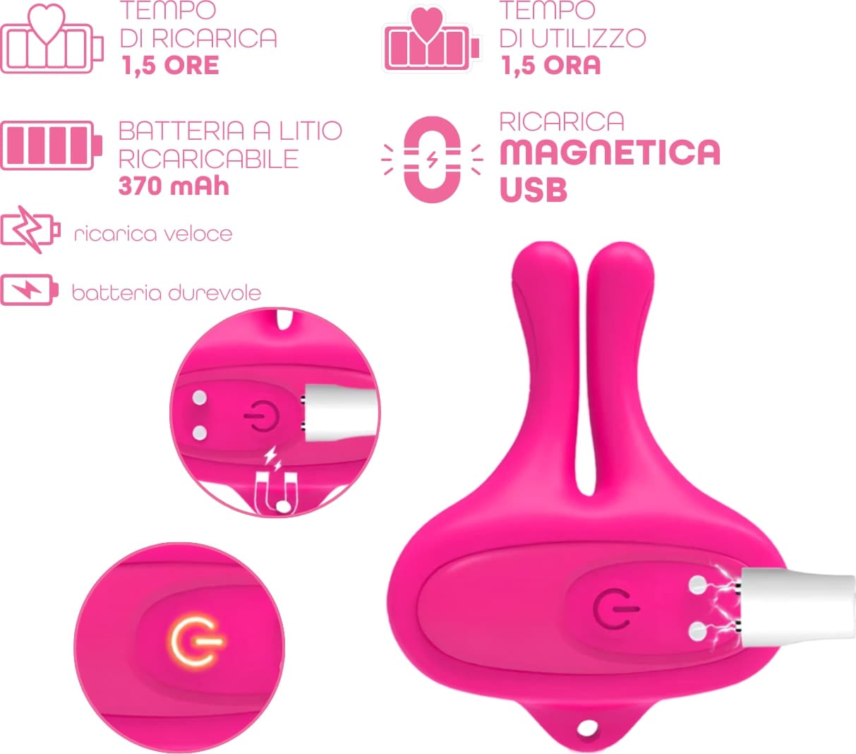 Pinze Vibranti Morsetti per Capezzoli Magnetiche 9 Vibrazioni in Silicone BDSM - 5