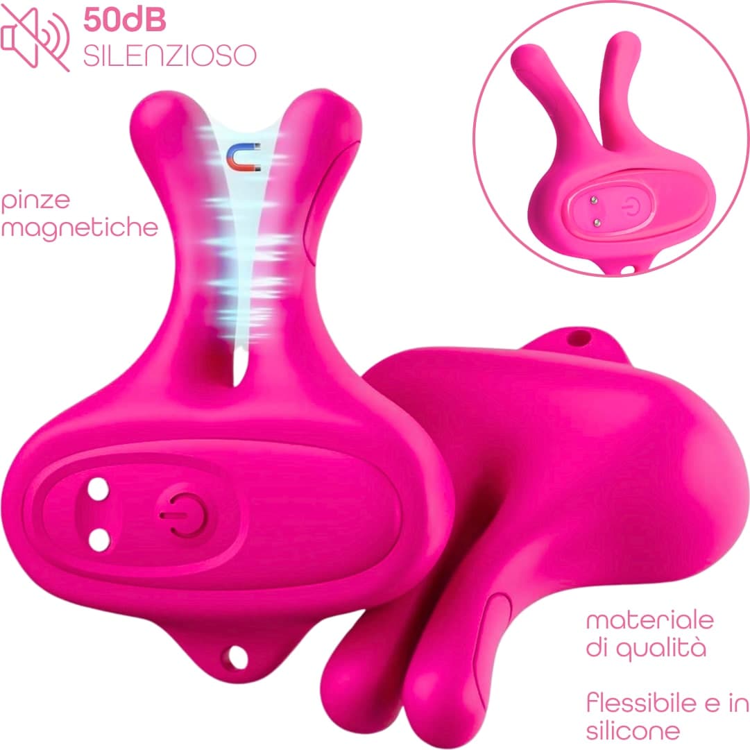 Pinze Vibranti Morsetti per Capezzoli Magnetiche 9 Vibrazioni in Silicone BDSM - 8