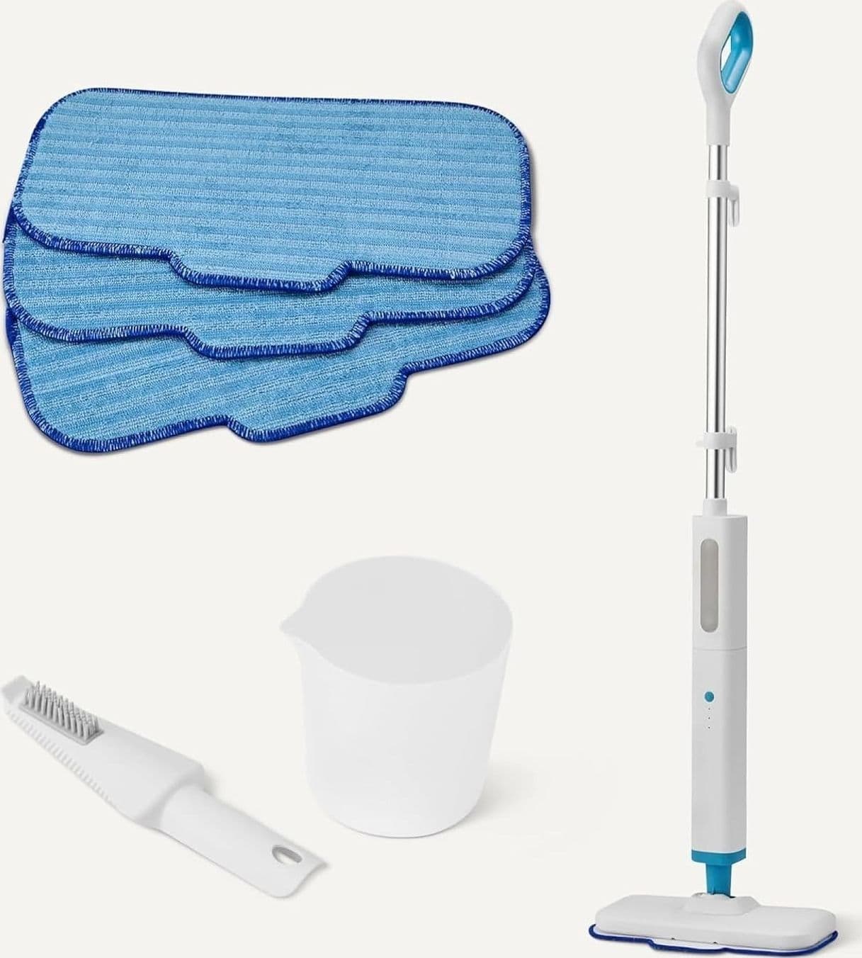 Amazon Basics Scopa a Vapore Pavimenti Duri + 6 Panni e Tamponi Lavabili