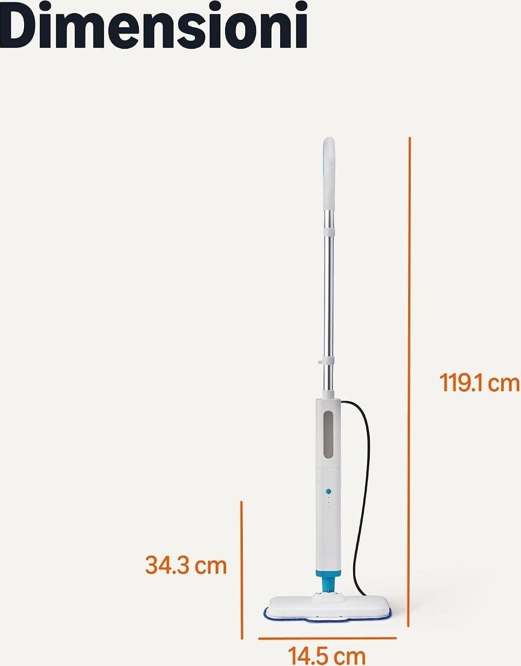 Amazon Basics Scopa a Vapore Pavimenti Duri + 6 Panni e Tamponi Lavabili - 2