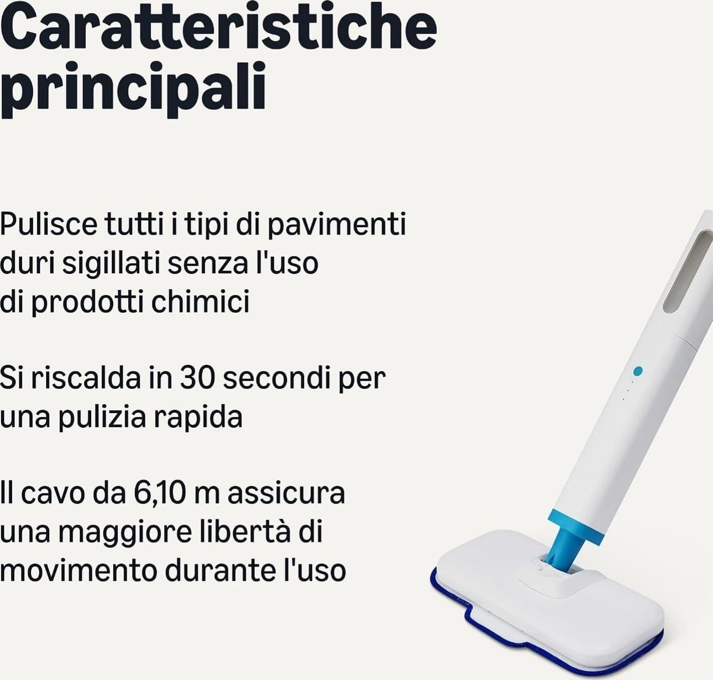 Amazon Basics Scopa a Vapore Pavimenti Duri + 6 Panni e Tamponi Lavabili - 3