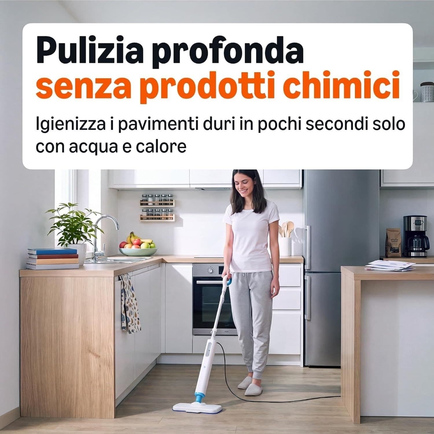 Amazon Basics Scopa a Vapore Pavimenti Duri + 6 Panni e Tamponi Lavabili - 5