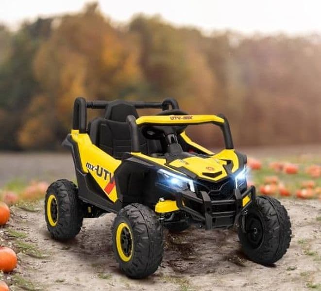 AIYAPLAY Auto elettrica bambini UTV 12 V, buggy elettrico bambini con telecomando 2.4G, avviamento lento, sistema di sospensione, luci, musica, porta USB, per ragazzi e ragazze 3-5 anni, giallo | Dimensioni 120.00 × 70.00 × 50.00 cm - 2