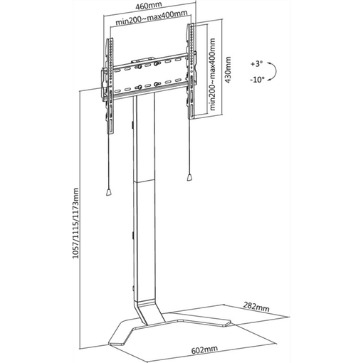 Techly Supporto da Pavimento Super Slim per TV LCD/LED/Plasma da 32'' a 70'' | Dimensioni 120.00 × 30.00 × 15.00 cm | Modello ICA-TR47 bianco, VESA fino a 400 x 400 mm, portata 40 kg, inclinazione da -10° a +3° e gestione cavi - 3