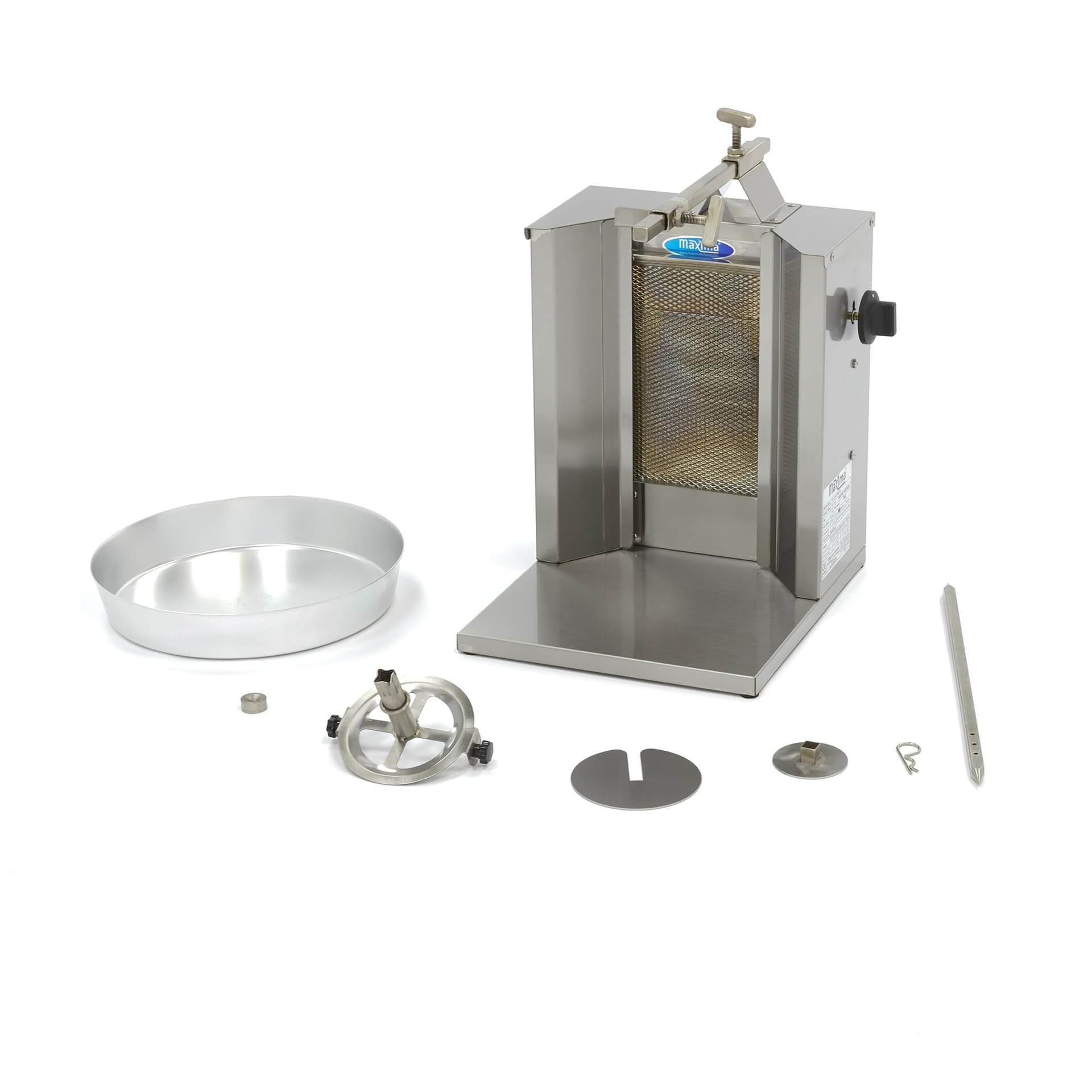 Kebab Grill - 1 Burner - 10kg Meat - Gas | Dimensioni 40.00 × 35.00 × 60.00 cm | Maxima 09370200, grill professionale a gas per kebab in acciaio inox, un bruciatore, capacita 10 kg, 3,32 kW, peso 8,4 kg - 5