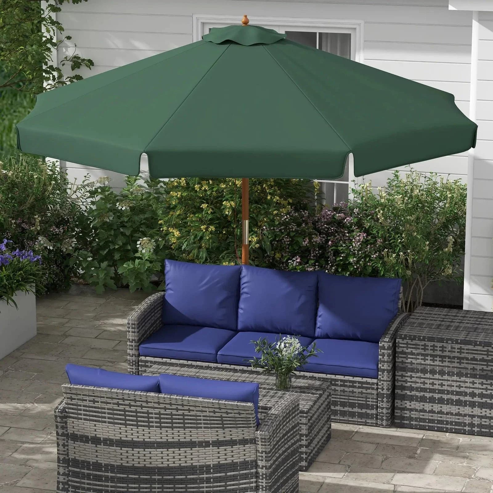 Outsunny Ombrellone da Giardino con Doppio Tettuccio, in Bambù e Poliestere, Ø325x250 cm, Verde | Dimensioni 180.00 × 25.00 × 25.00 cm | Outsunny, ombrellone verde con doppio tettuccio, struttura in bambu, diametro 325 cm e altezza 250 cm - 2