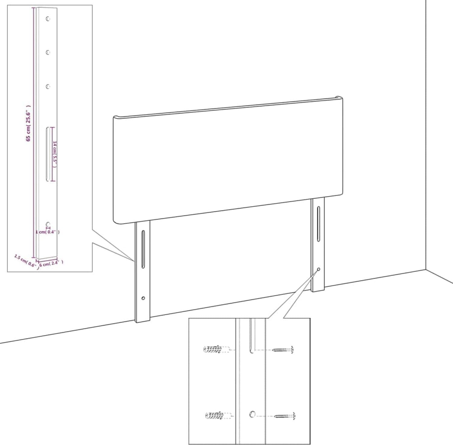 vidaXL Testiera Grigio Scuro 100x5x78/88 cm in Tessuto | Modello 346131 | Dimensioni 105.00 × 85.00 × 10.00 cm | EAN 8720287149750, altezza regolabile, tessuto 100% poliestere, legno ingegnerizzato, larice massello e schiuma - 5