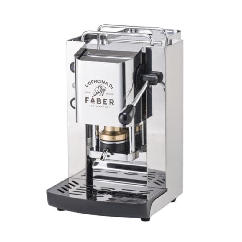 Faber Pro Deluxe PROINOXDELUXEBASOTT Macchina da Caffè a Cialde ESE 44 mm Semiautomatica, Telaio in Acciaio Inox con Dettagli Oro e Pressacialda in Ottone, Pompa 15 bar, Serbatoio 1,3 L, Potenza 500 W, Regolazione Meccanica