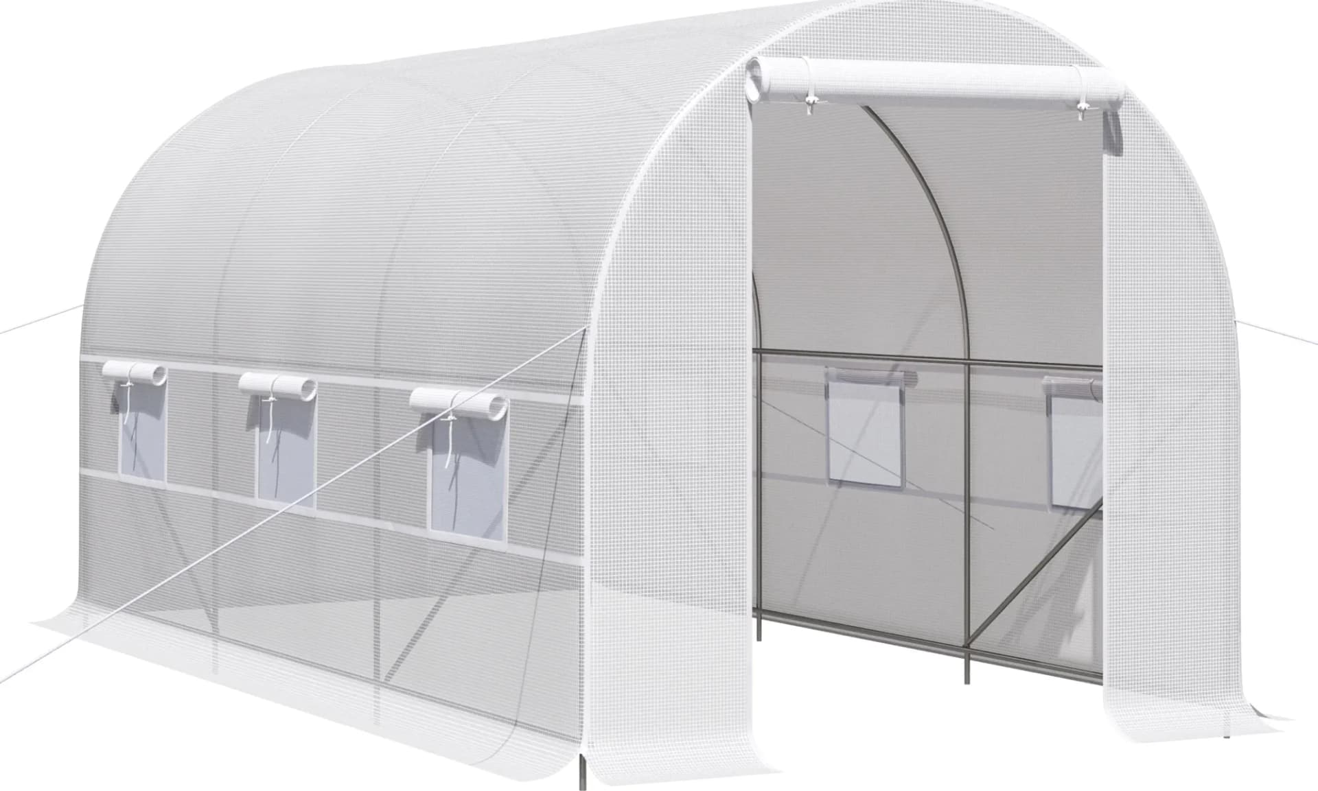 Serra Tunnel da Giardino Bianca 4 x 2 x 2 m, Superficie 8 m², Struttura in Metallo con Tubi Ø18 mm e Telo PE Impermeabile