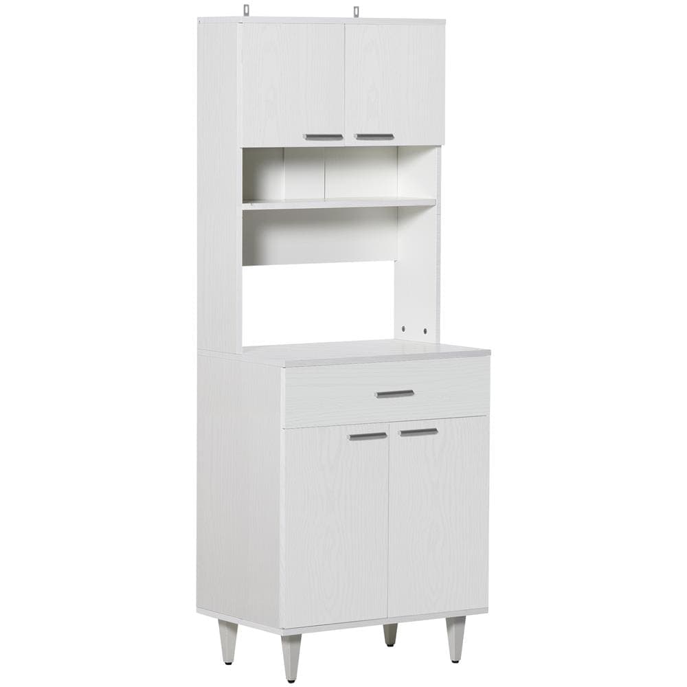 HOMCOM 835-344 Credenza Alta da Cucina Bianca in Legno, Mobile Dispensa 60 x 40 x 160 cm con 2 Armadietti e Mensola, Soluzione Salvaspazio per Cucina e Soggiorno, Modello 835-344, EAN 8056644083055, Colore Bianco - 3