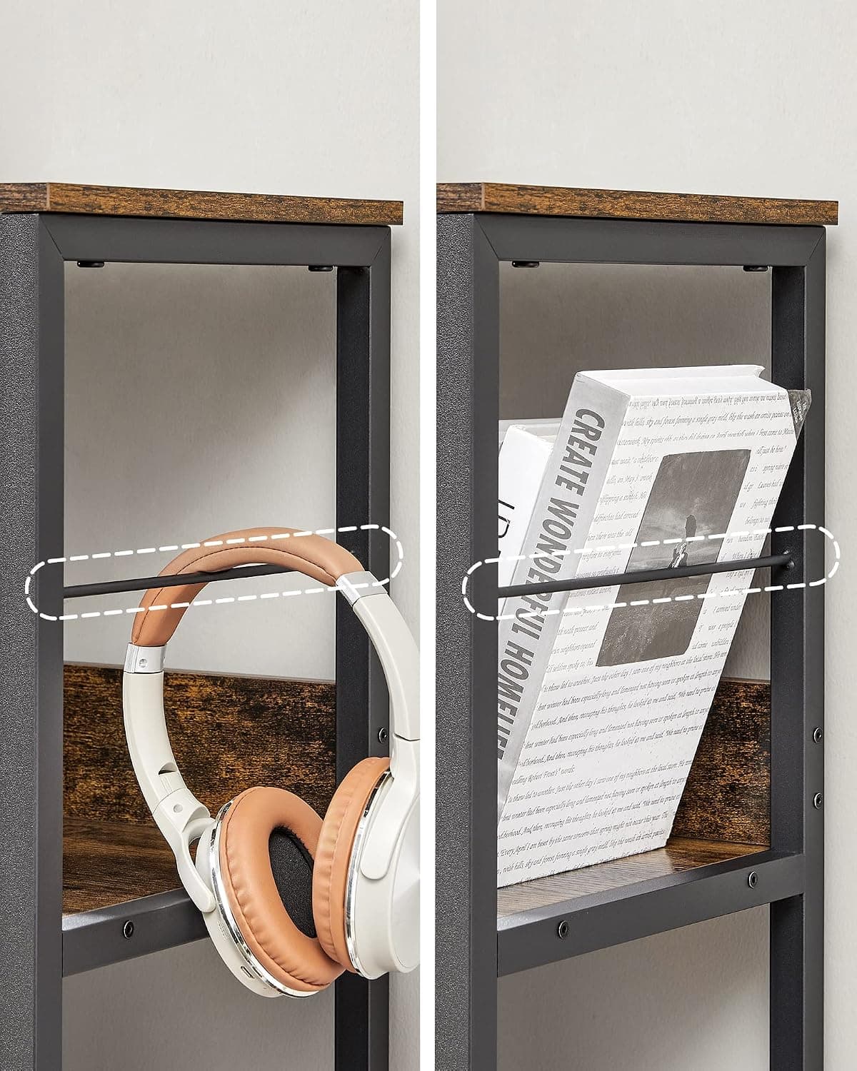 Libreria a 3 Ripiani, Libreria Scaffale a 9 Scomparti, per Soggiorno, Studio, Cucina, Camera da Letto, 30 x 100 x 103,1 cm, Marrone Vintage e Nero LLS112B01 Visita lo Store di VASAGLE | Dimensioni 110.00 × 40.00 × 15.00 cm - 5