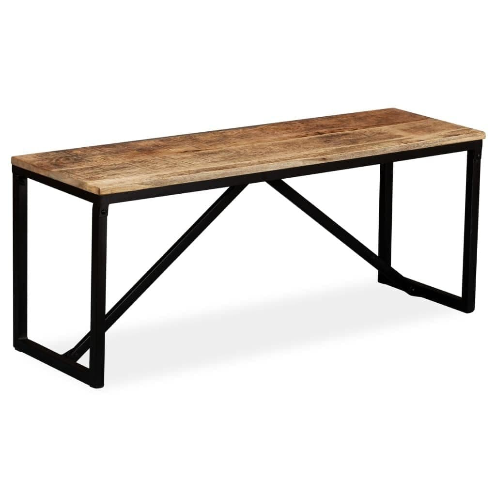 Panca Industriale da Ingresso in Legno Massello di Mango Levigato e Laccato con Gambe Robuste in Acciaio, Venature Naturali Uniche, Seduta Marrone per Soggiorno, Camera o Sala da Pranzo, Dimensioni 110 x 35 x 45 cm, Montaggio Semplice