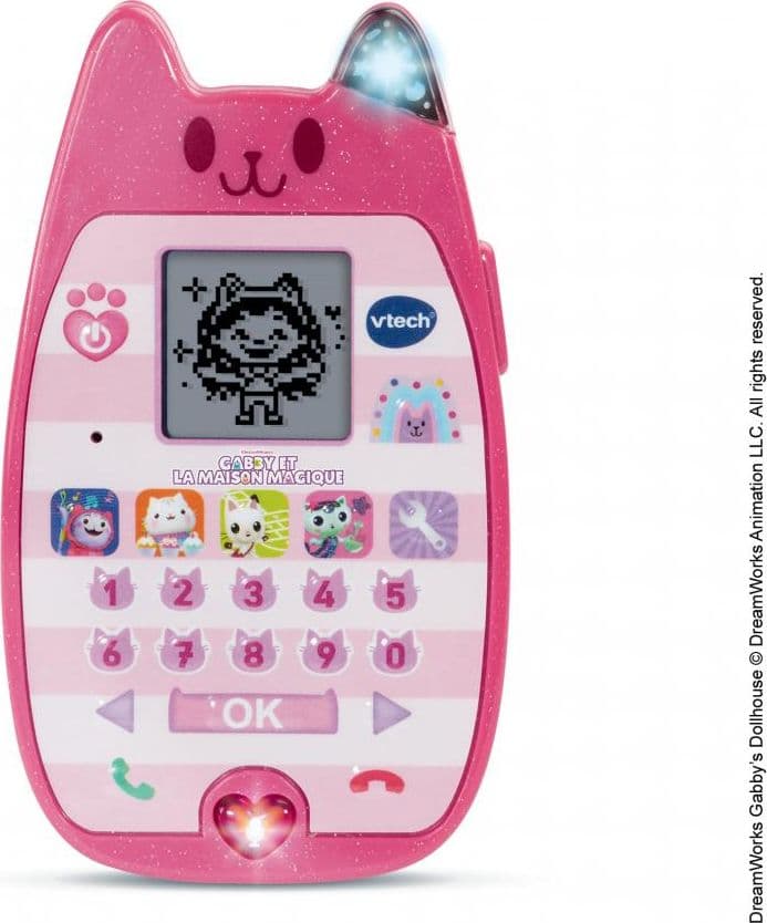 VTech Gabby e la Casa Magica Smartphone Educativo A-Meow-Zing Phone, Giochi Interattivi e Voce, per Bambini 3-6 Anni | Modello 80-561905 rosa, 8,7 x 2,6 x 15 cm, 150 g, alimentato da 3 batterie AAA incluse, contenuto in scatola aperta - 2