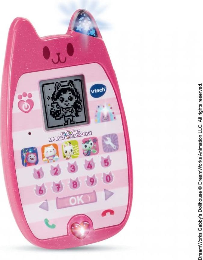 VTech Gabby e la Casa Magica Smartphone Educativo A-Meow-Zing Phone, Giochi Interattivi e Voce, per Bambini 3-6 Anni | Modello 80-561905 rosa, 8,7 x 2,6 x 15 cm, 150 g, alimentato da 3 batterie AAA incluse, contenuto in scatola aperta - 3