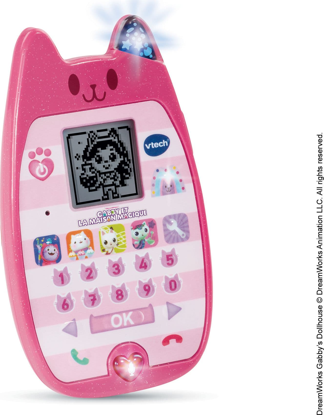 VTech Gabby e la Casa Magica Smartphone Educativo A-Meow-Zing Phone, Giochi Interattivi e Voce, per Bambini 3-6 Anni | Modello 80-561905 rosa, 8,7 x 2,6 x 15 cm, 150 g, alimentato da 3 batterie AAA incluse, contenuto in scatola aperta - 5