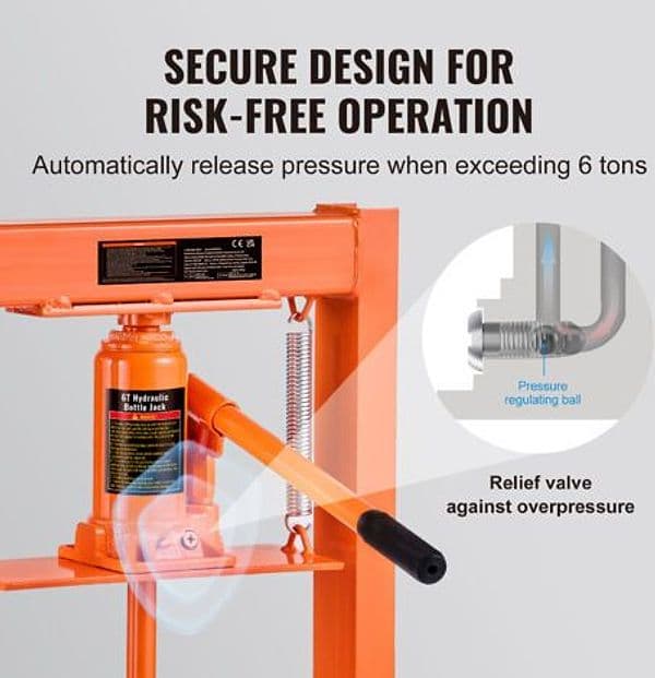 VEVOR Pressa idraulica da negozio da 6 tonnellate con piastre di pressatura Supporto per pressa da banco con telaio ad H Promo | Dimensioni 80.00 × 30.00 × 25.00 cm - 4