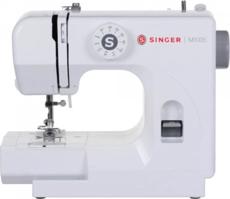 Singer M1005 Macchina da Cucire Semiautomatica Bianca a Braccio Libero, 4 Punti Base in 11 Opzioni, Cucitura Retromarcia, Luce LED, Protezione Dita e Pedale Inclusi, Dimensioni 29 x 13 x 24 cm, Peso 2,5 kg - 3