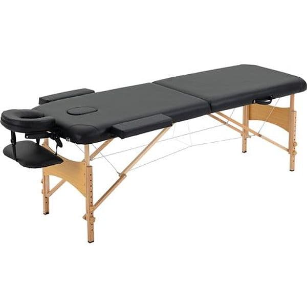 HOMCOM 5550-3291 Lettino da Massaggio Professionale Pieghevole in Legno di Faggio, Nero, 210 x 81 cm, Altezza Regolabile 67-92 cm, Poggiatesta 0-90°, Braccioli e Borsa di Trasporto, Imbottito in Finta Pelle, Portata 250 kg - 4