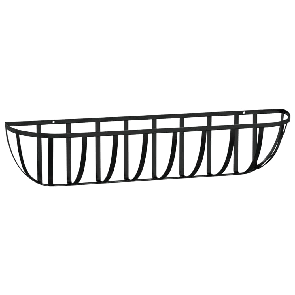 Dell Fioriere Parete 2 pz Rivestimenti Cocco Nero 91x20x23cm Acciaio | Dimensioni 95.00 × 25.00 × 25.00 cm - 4