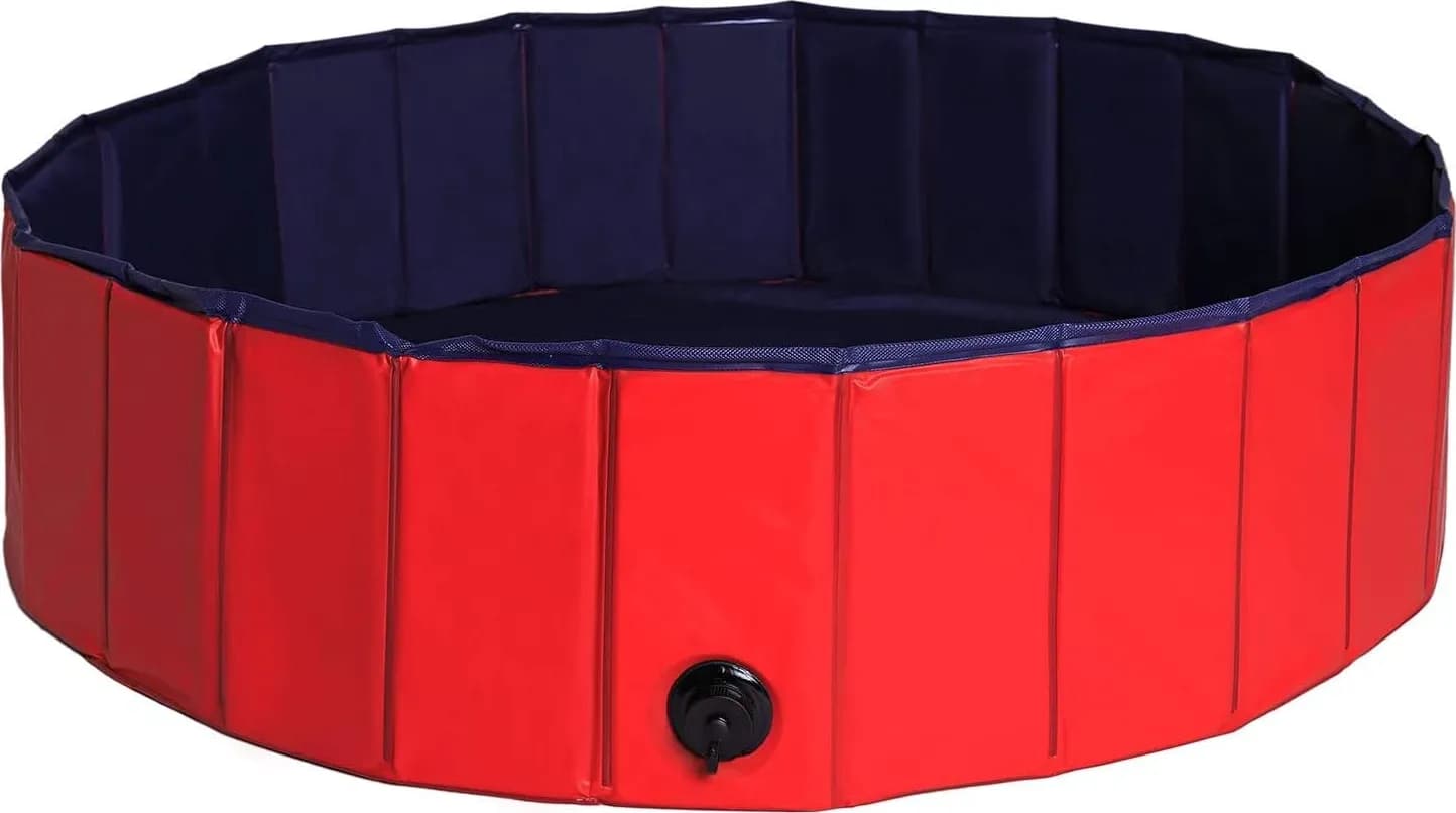 lionto Piscina per Cani pieghevole in PVC Piscinetta per Cani Bagno per Cani Piscina per Cani di diverse misure, (M) 120 cm Ø Altezza 30 cm Blu/Rosso | Dimensioni 35.00 × 35.00 × 15.00 cm | EAN 9200000182282 - 2