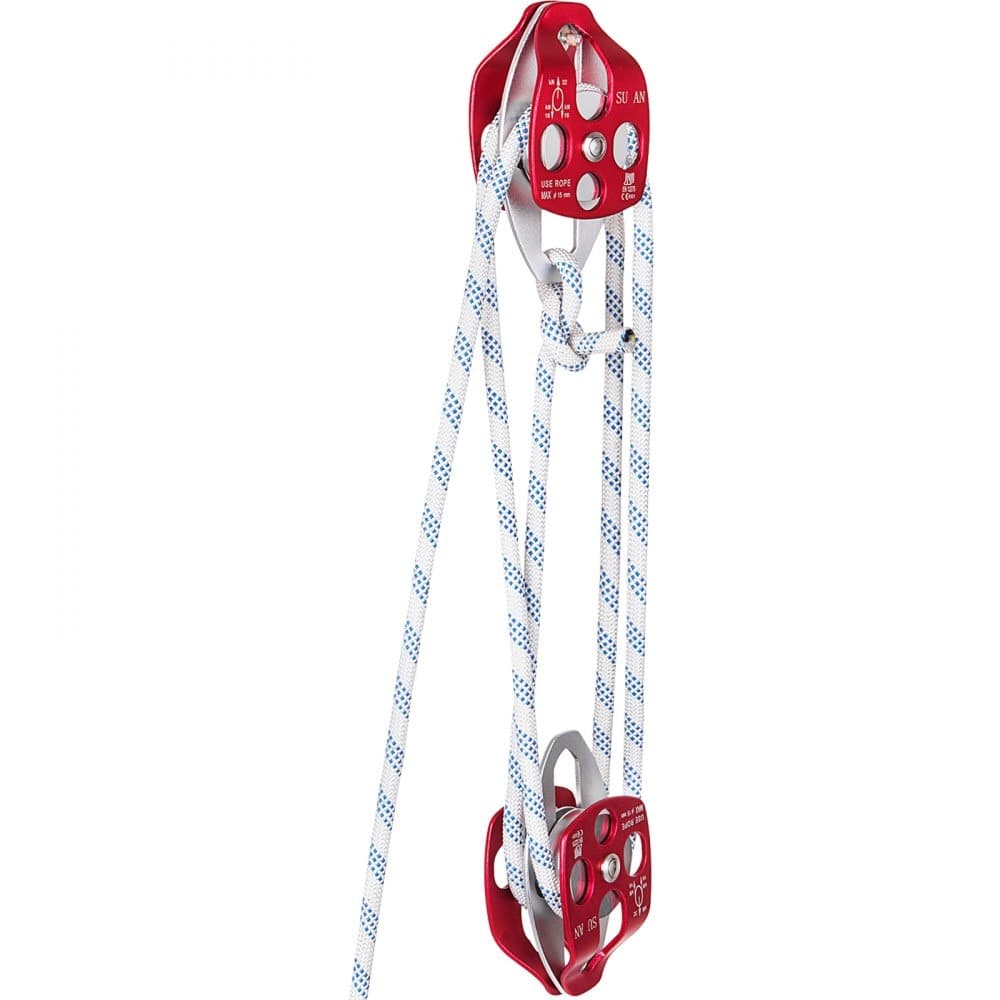 Bozzello a Doppia Puleggia, Diametro 12 mm Lunghezza 30 m Sistema di Carrucole e Paranchi con Corda a Treccia 30 a 35 KN Sistema di Carrucole da Arrampicata, Doppia Puleggia di Traino | Dimensioni 30.00 × 20.00 × 15.00 cm
