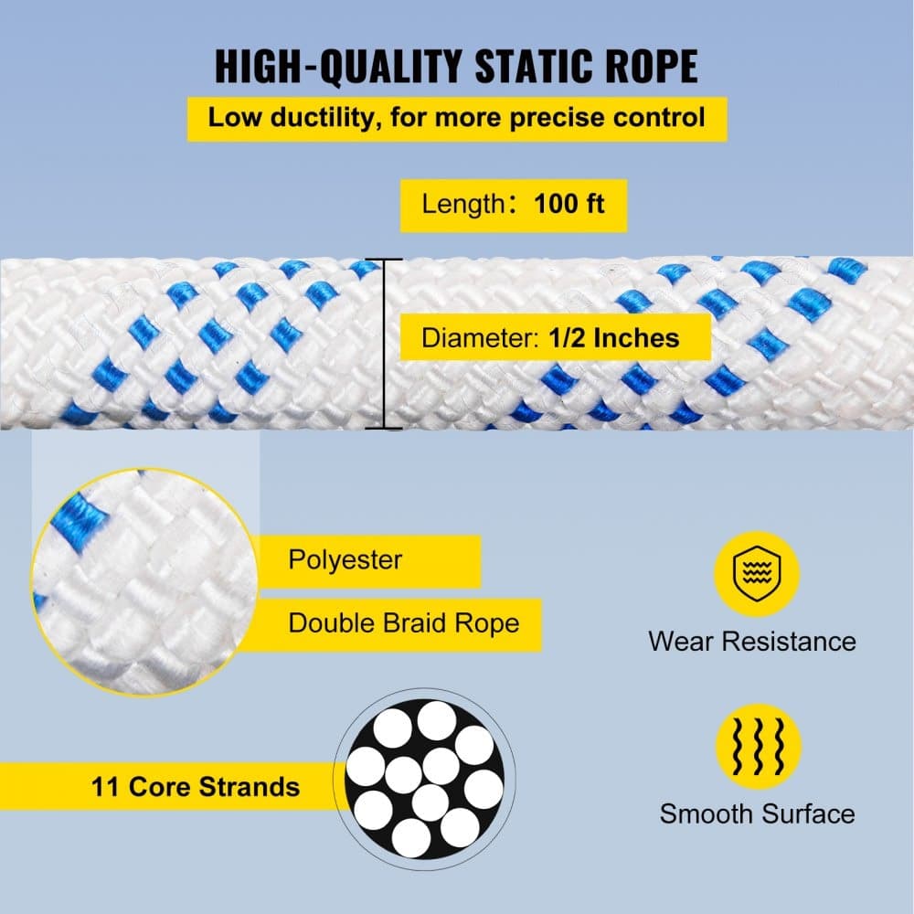 Bozzello a Doppia Puleggia, Diametro 12 mm Lunghezza 30 m Sistema di Carrucole e Paranchi con Corda a Treccia 30 a 35 KN Sistema di Carrucole da Arrampicata, Doppia Puleggia di Traino | Dimensioni 30.00 × 20.00 × 15.00 cm - 4