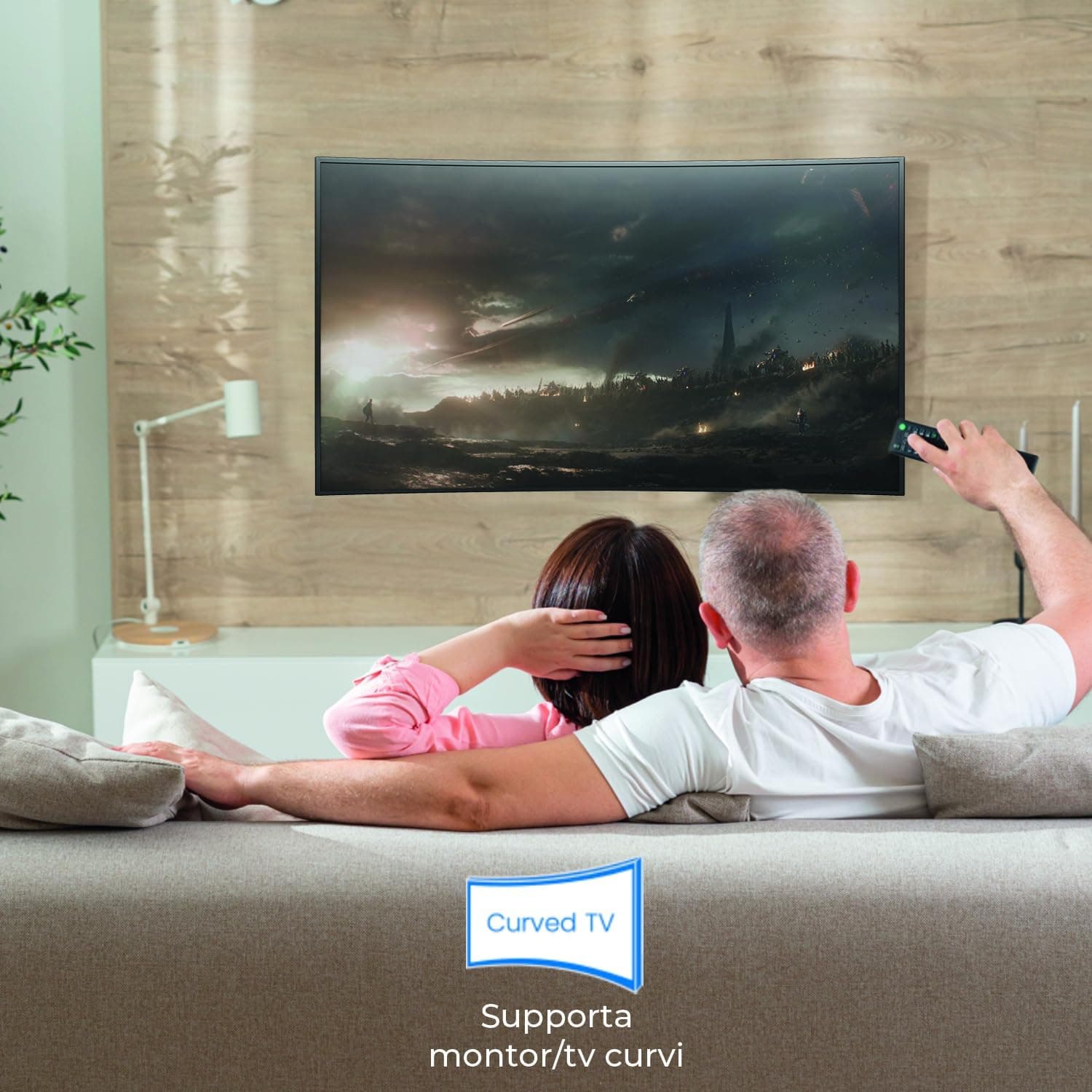 Vultech Supporto TV a parete 3,05 m (120") Nero per schermi curvi e piatti | Dimensioni 80.00 × 30.00 × 10.00 cm | BTV-T55120LITE in acciaio nero per schermi 55-120", portata 120 kg, VESA fino a 900 x 600 mm, distanza parete 3,5 cm - 3