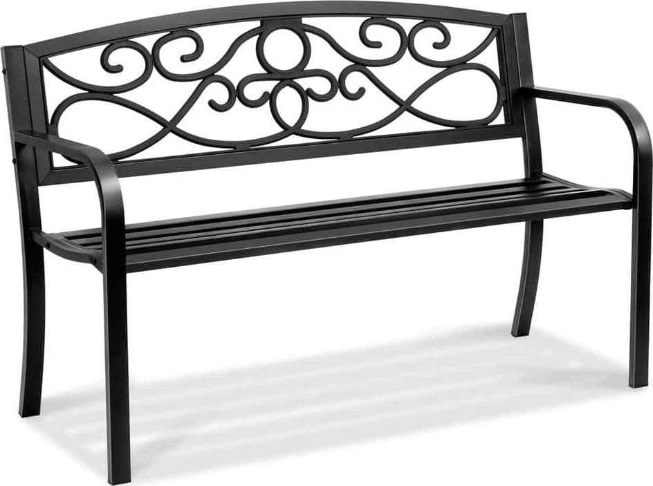 Panchina da Esterno da 52,7 x 127 x 81,8 cm Panchina da Giardino in Metallo per Esterni, Capacità di Carico di 250 kg Panchina da Giardino con Schienale, Braccioli, per Parco, Cortile, Portico | Dimensioni 130.00 × 60.00 × 15.00 cm