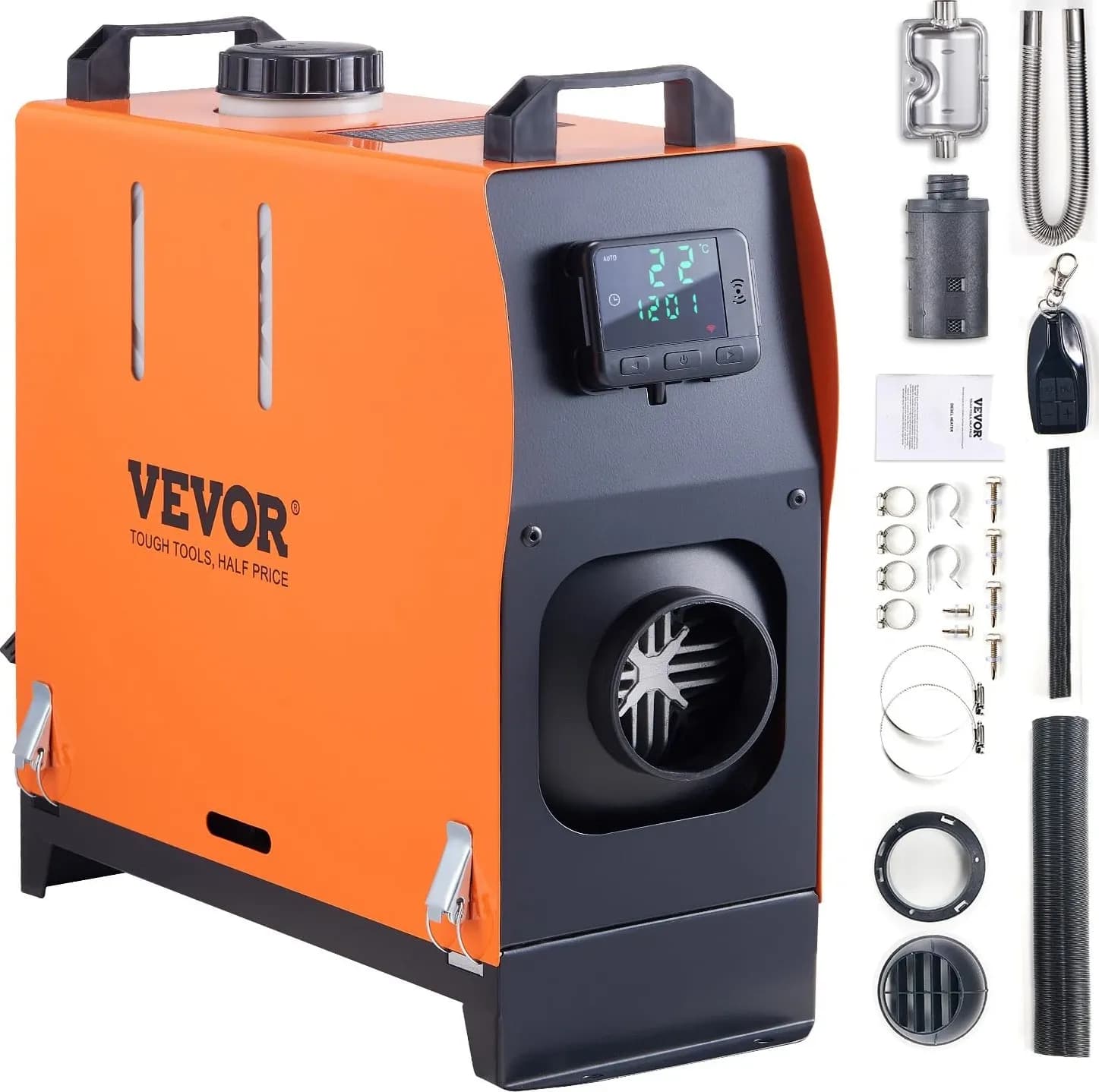 Riscaldatore d'Aria Diesel All-in-One per Auto Camper Camion RV 12V 8KW Temperatura Regolabile 8℃-36℃ Controllo Bluetooth, Riscaldatore da Parcheggio per Auto Consumo di Carburante 0,16-0,62L/h | Dimensioni 55.00 × 35.00 × 40.00 cm