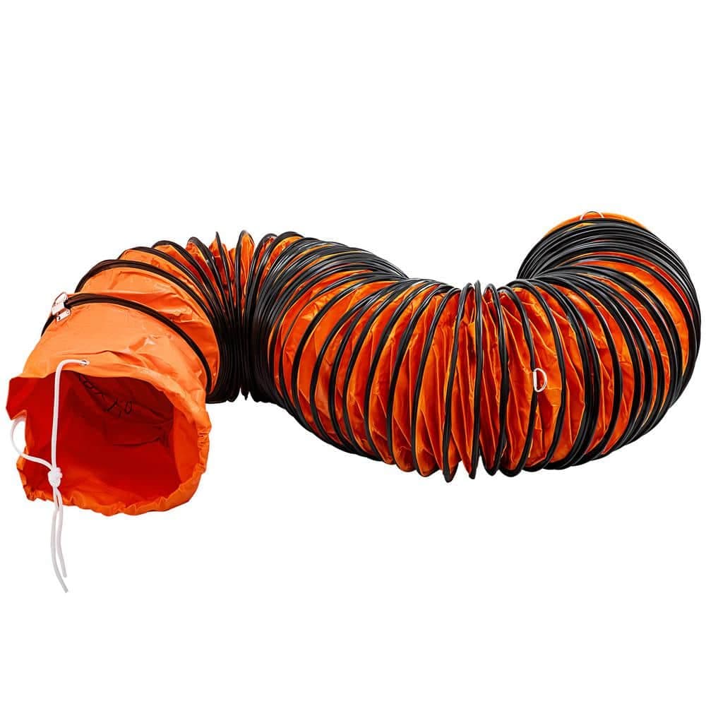 VEVOR TFRGDD255L Tubo Flessibile per Ventilazione e Aspirazione in PVC Arancione, Diametro 10 Pollici 25,5 cm, Lunghezza 25 Piedi 7,6 m, Ignifugo e Rinforzato, con Corde Regolabili e Anelli a D, Uso Industriale