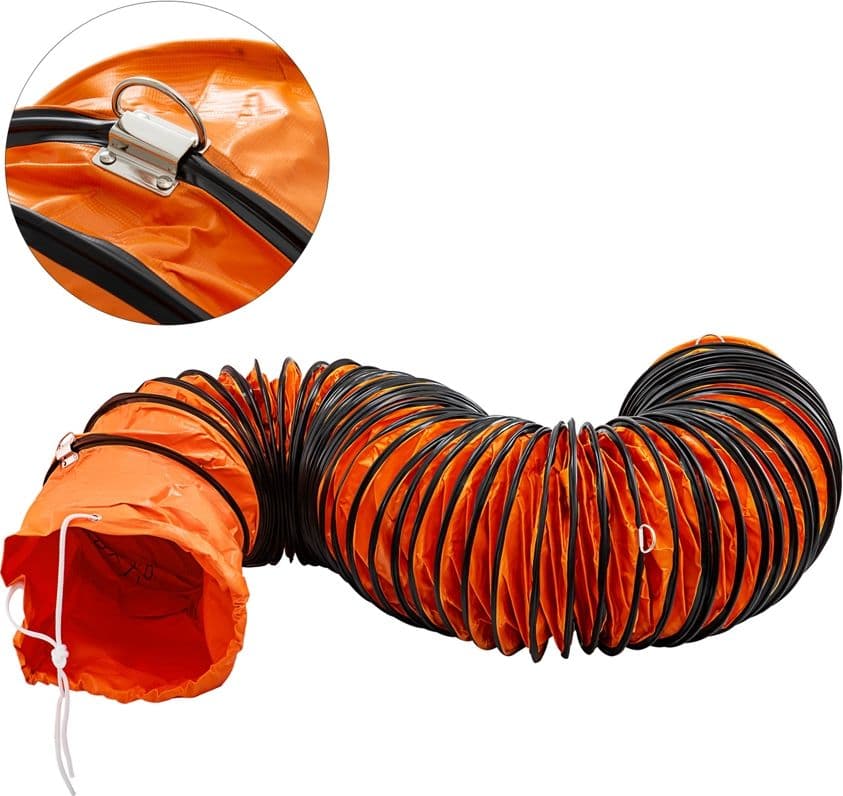 VEVOR TFRGDD255L Tubo Flessibile per Ventilazione e Aspirazione in PVC Arancione, Diametro 10 Pollici 25,5 cm, Lunghezza 25 Piedi 7,6 m, Ignifugo e Rinforzato, con Corde Regolabili e Anelli a D, Uso Industriale - 2