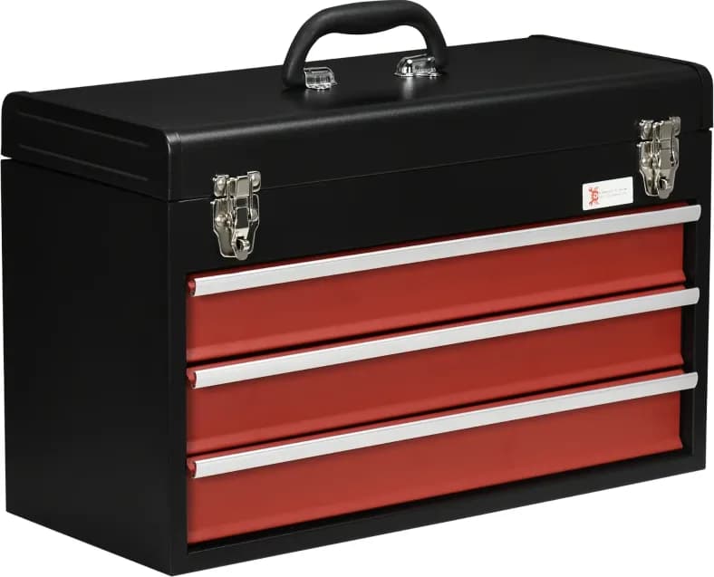 DURHAND B20-084V02BK Cassetta Portautensili Professionale in Lamiera d’Acciaio Nera con 4 Cassetti e Vano Superiore, Maniglia di Trasporto e 2 Chiusure, Portata Totale 18 kg, Dimensioni 51 x 22 x 39,5 cm, Senza Utensili - 3