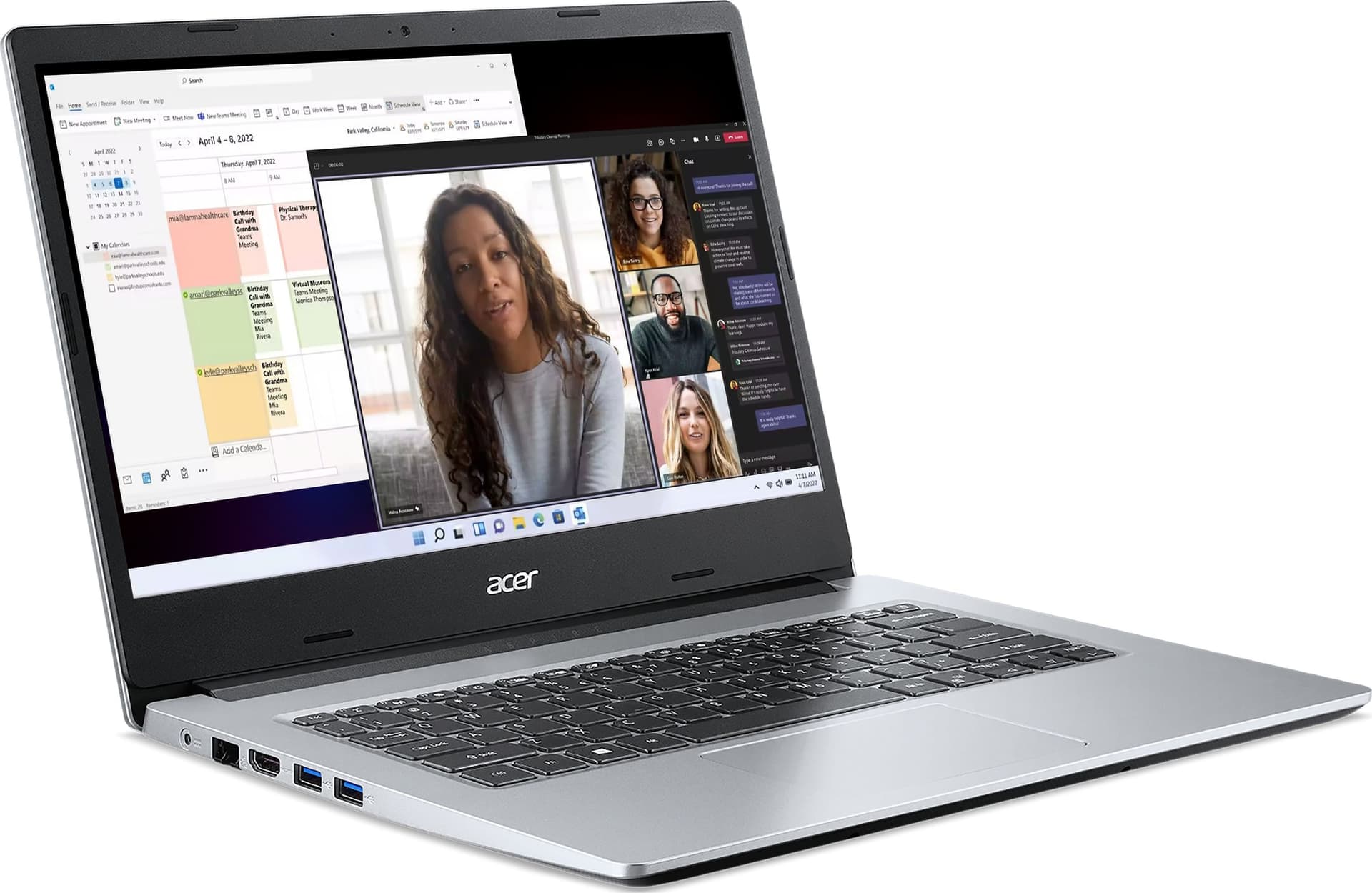 Computer Portatile Acer Aspire 1 A114-33, Intel Celeron N4500, 4GB RAM, 64GB eMMC, Display 14" HD, Windows 11 Home, Argento | Dimensioni 45.00 × 35.00 × 10.00 cm | Display 1366 x 768, Intel N4500 dual-core, DDR4 4 GB ed eMMC 64 GB - 3